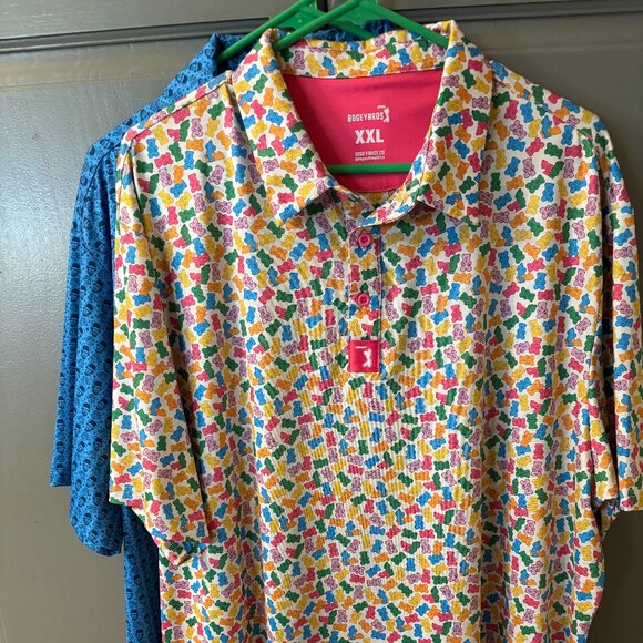 Lot of 2 Bogey Bros Golf Polo Shirts Men XXL - Gummy Bears & Mt. Crushmore - Picture 1 of 4